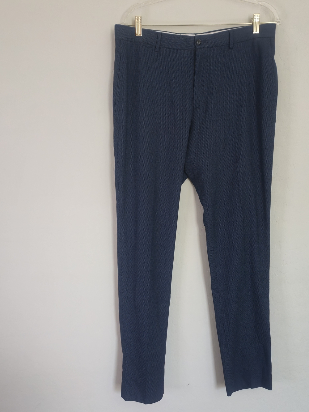 Zara Men's Dark Blue Dress Pants - Slim Tailored